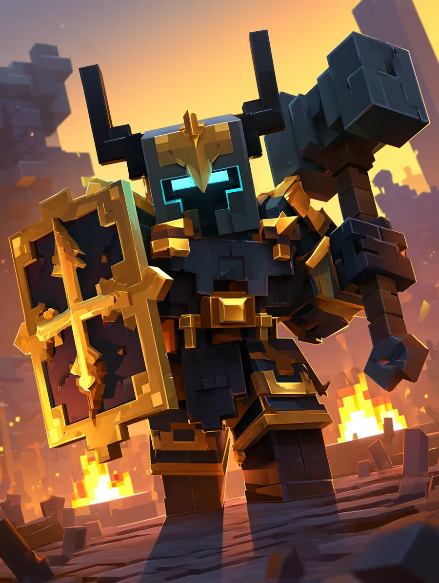 D1 · Vanguard Overseer: tower shield, great hammer