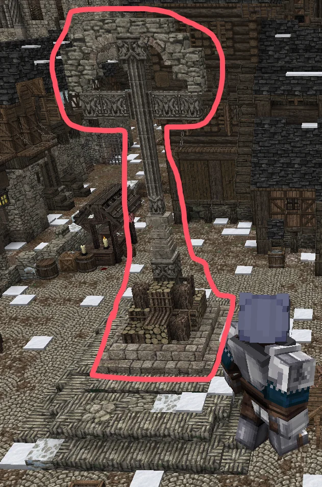 The Dragon Helm lock, before: a key-shaped monument