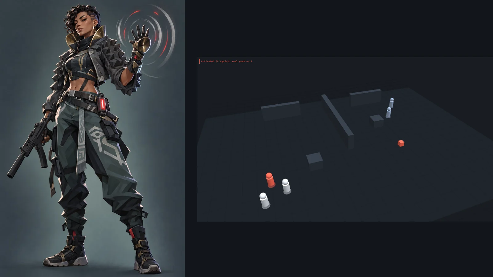 Hush — VALORANT sound Initiator concept: key art and 3D ability demo